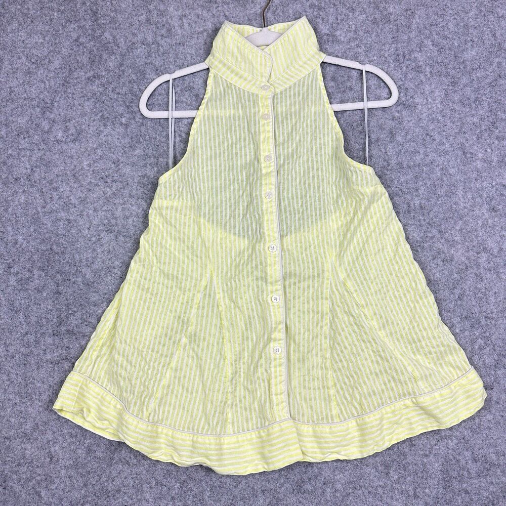 Anthropologie Yellow Striped Sleeveless Button-Front Halter Top